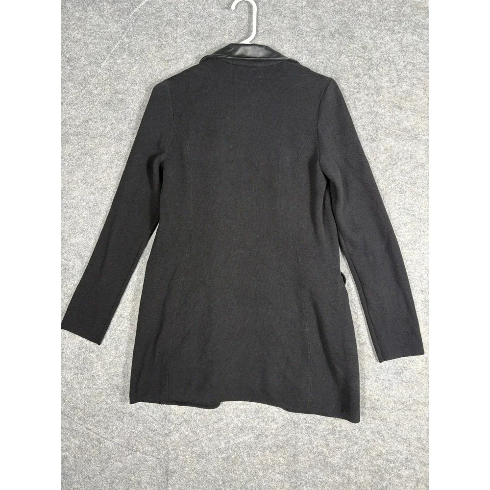 Lauren Ralph Lauren‎ Faux Leather Trim Knit Jacket - Small